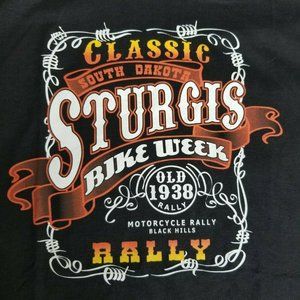 CLASSIC OLD 1938 STURGIS BIKE WEEK RALLY SHIRT Black SIZE LARGE
